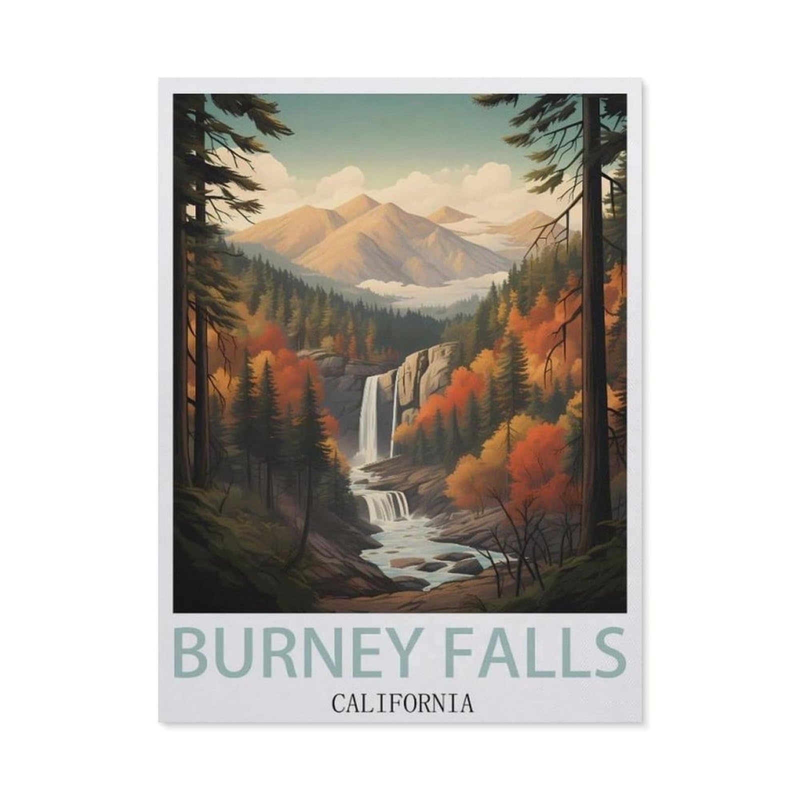 Jigsaw Puzzle 1000 Pieces，Burney Falls California，Large Family Puzzle Game Artwork for Adults Teens（38x26cm）-DL73
