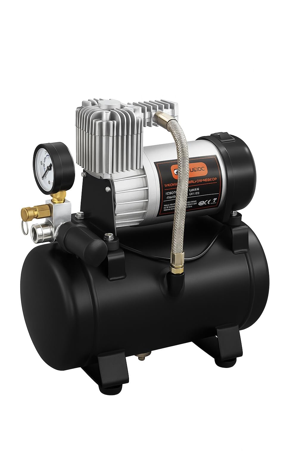 Compressore d'Aria 12V Serbatoio 3L Sistema di Compressione per Tromba 150 PSI Kit Accessori Portatile e Facile da Trasportare Metallo Auto Moto Camion Barca
