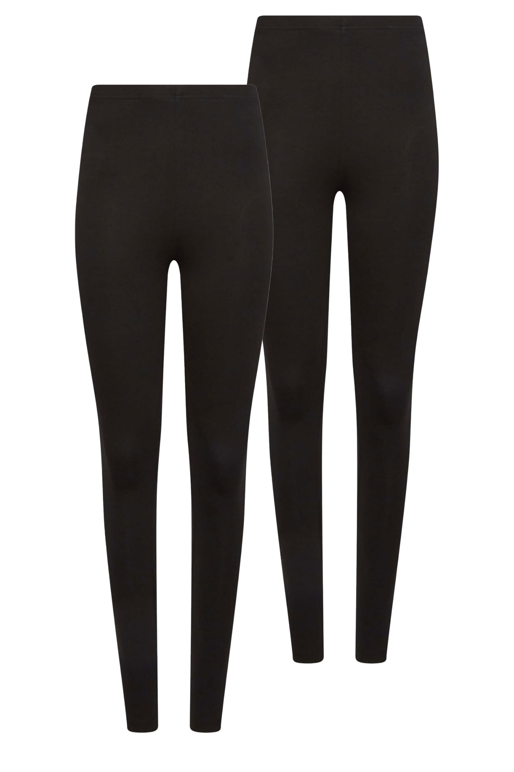Women's Black M&Co M&Co 2 Pack Stretch Cotton Leggings Size Regular > 16