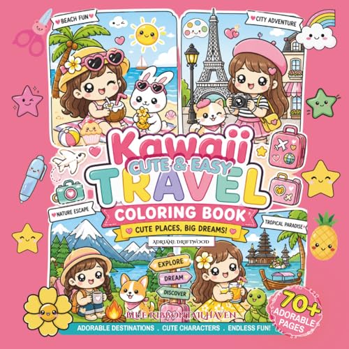 Cute and Easy Kawaii Travel Coloring Book: 70+ Fun and Relaxing Kawaii Coloring Pages For All Ages image 2