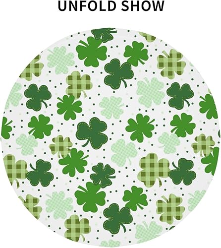 Miniatura 8 de Mantel redondo del Día de San Patricio de 60 pulgadas, mantel a cuadros lavable de poliéster con estampado de trébol para el hogar, cocina, mesa de