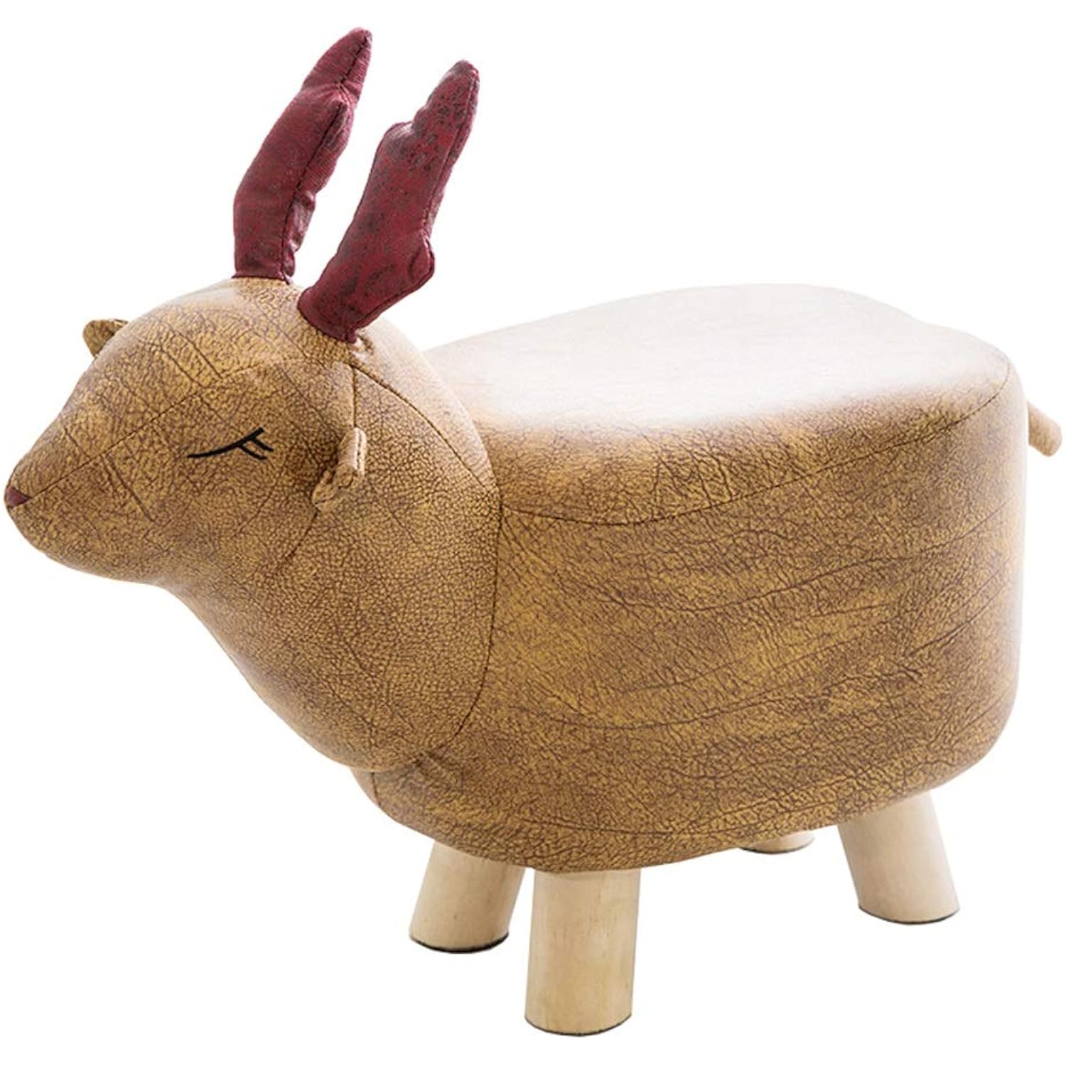 JUNZH Animal Ottomans Shape Footstools，Solid Wood Footstool
