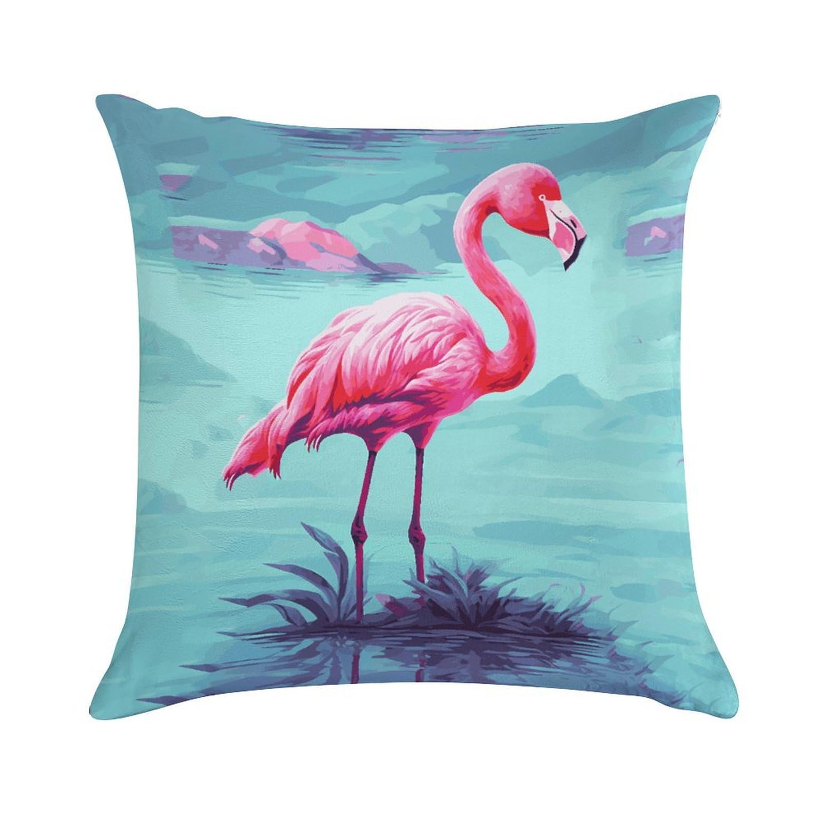 MUSM Plush Decorative Pink Flamingos Throw Pillow Covers Square Cushion Cases Personalized Pillowcase with Zipper Soft Lumbar Pillow Shells Luxury Cozy Pillows Shams Decoration