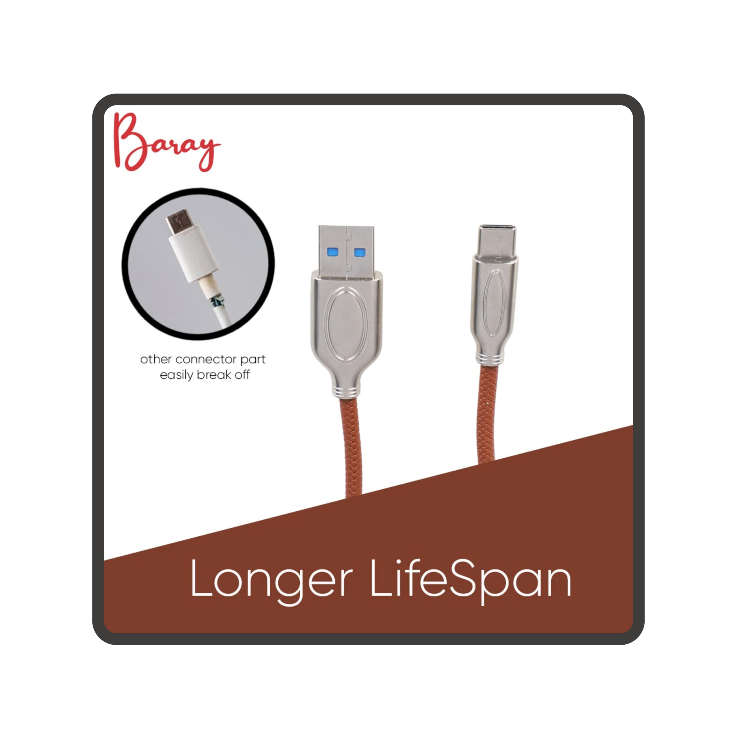 Baray USB Cable Type - C | Fast Data Transfer | Fast Mobile Charging | Durable | Brown (B0BBGN8HK3) Amazon Price History, Amazon Price Tracker