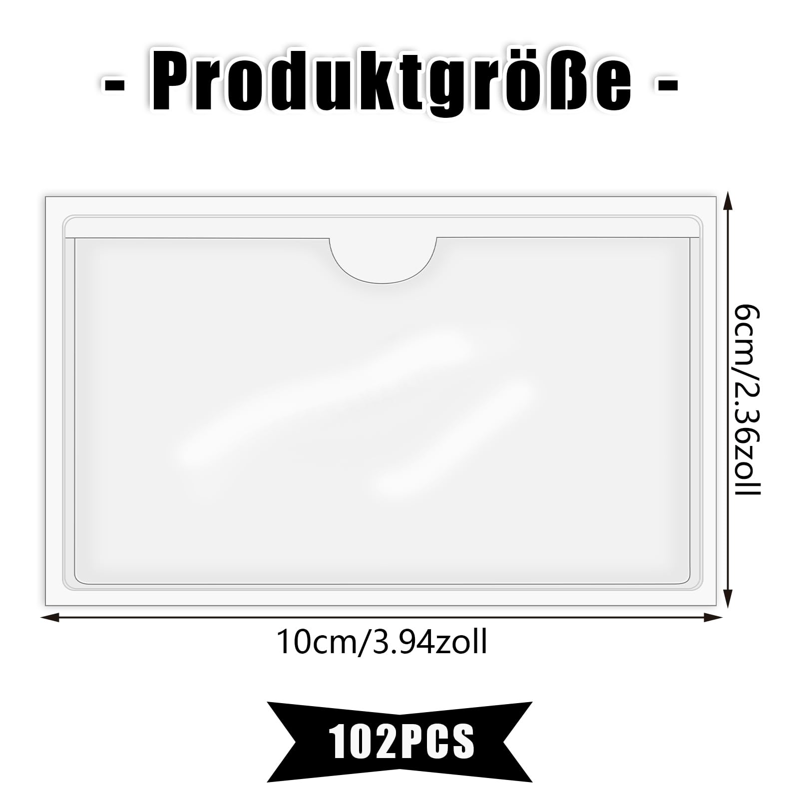 100 Stück Etikettenhalter Selbstklebend, 10 x 6 cm Wasserfest Beschriftungsfenster Selbstklebend Visitenkartenhüllen Kleben Sichthüllen für Büro Zuhause Schule Organisieren Sortieren (Transparent)