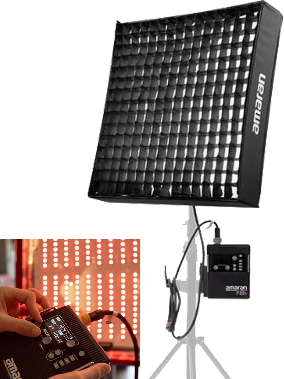 Aputure Amaran F22c 2'x2'RGBWW LED Luce in Tessuto Flessibile Luce Video LED 2500K~7500K, 200W,15 Effetti di Luce Con Softbox Griglia a Nido d'ape,Supporto per Controllo App