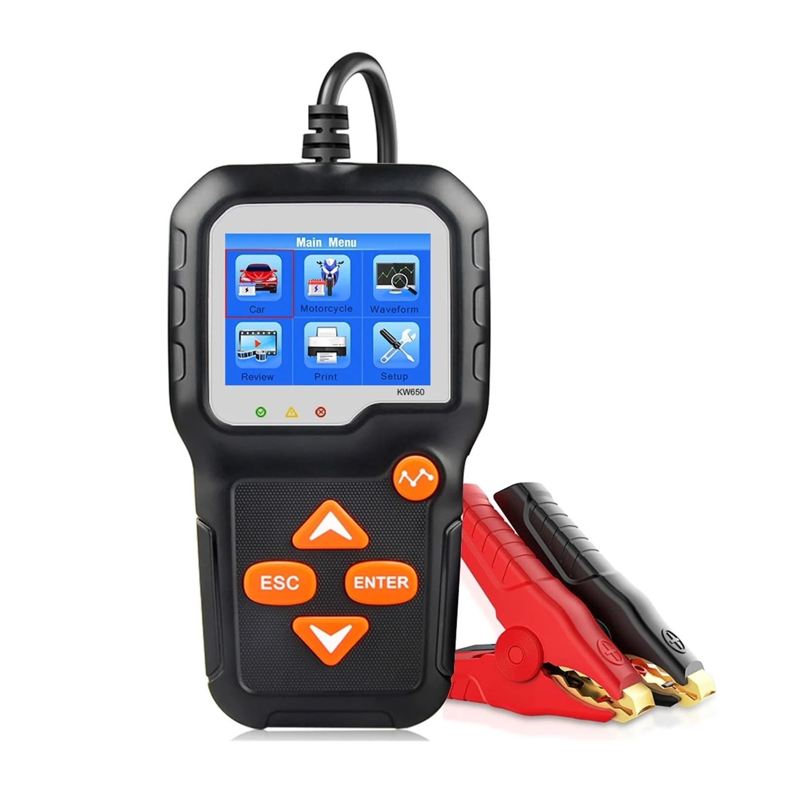 Tester baterii, Tester akumulatora samochodowego motocyklowego 12 V 6 V Analizator systemu akumulatorów 2000CCA Narzędzia do wania rozruchu ładowania samochodu KW650