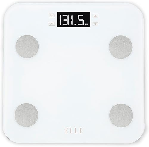 Miniatura 1 de ELLE Báscula de análisis corporal para peso corporal, báscula de peso digital para baño con analizador de IMC y 7 indicadores de fitness, incluyendo