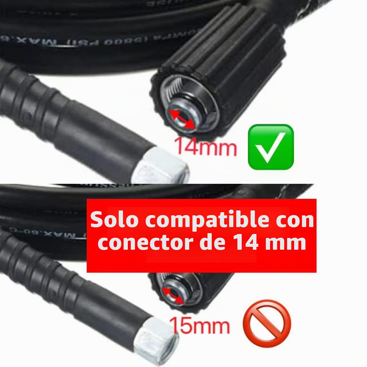 YUET Manguera de Repuesto para Lavadora de Alta Presión de 10M para Lavado de Coche, M14 x M22 (14 mm), Manguera de Limpieza, Limpieza de Jardín