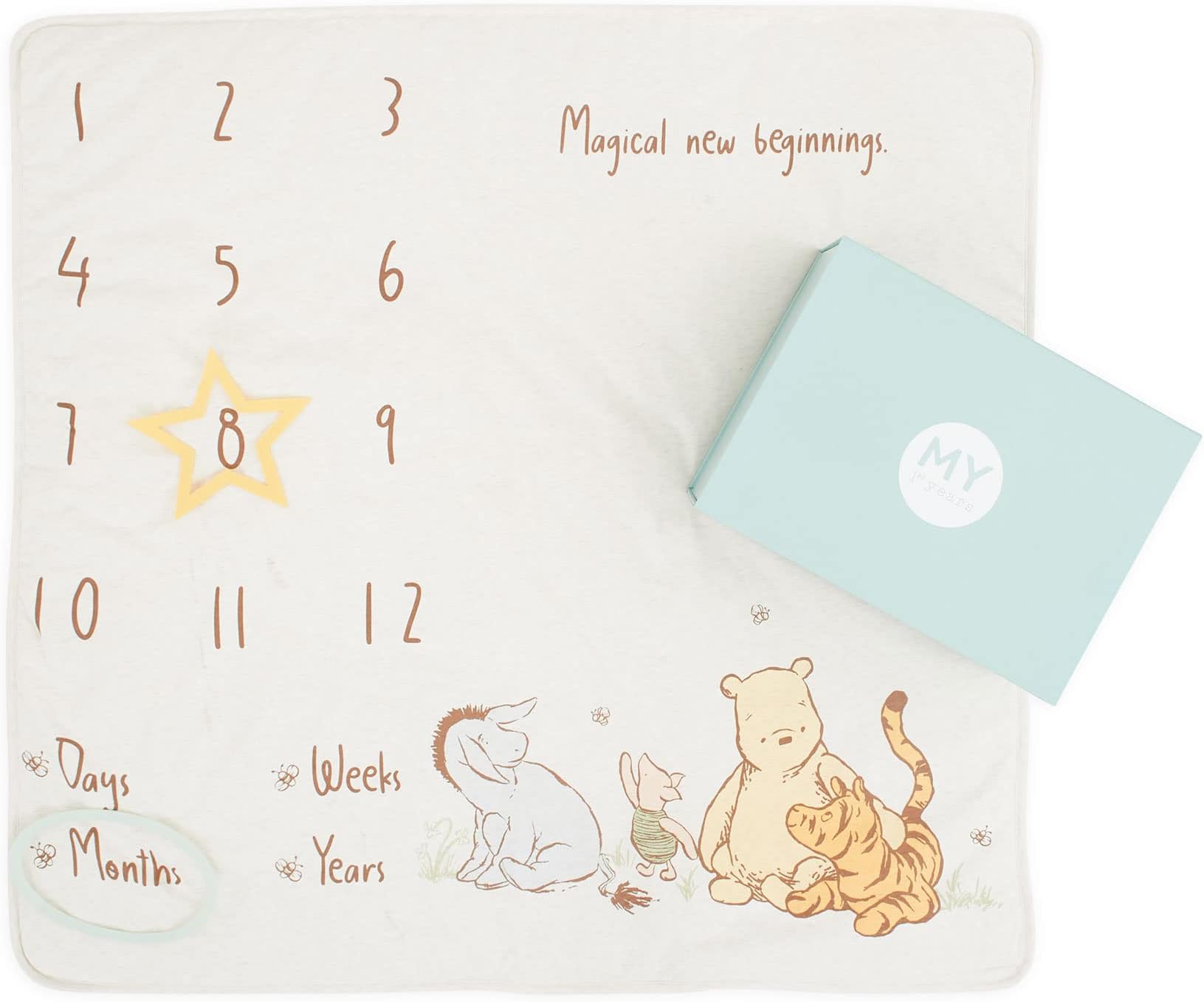 My 1st Years - Baby Milestone Blanket with Winnie the Pooh Design, Fun Photoshoot Background for their First Year, Ideal Newborn Gift