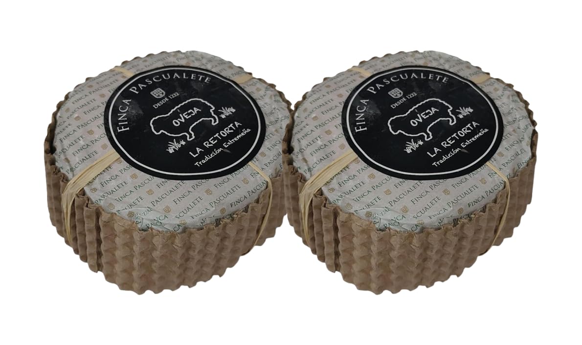 PACK 2 - Queso La Retorta Finca Pascualete 500g aprox. – Artesano de Leche Cruda de Oveja Prensado a Mano – Sabor Intenso y Untuoso – Sin Gluten – Ideal para Regalar o Disfrutar – Queso Extremeño