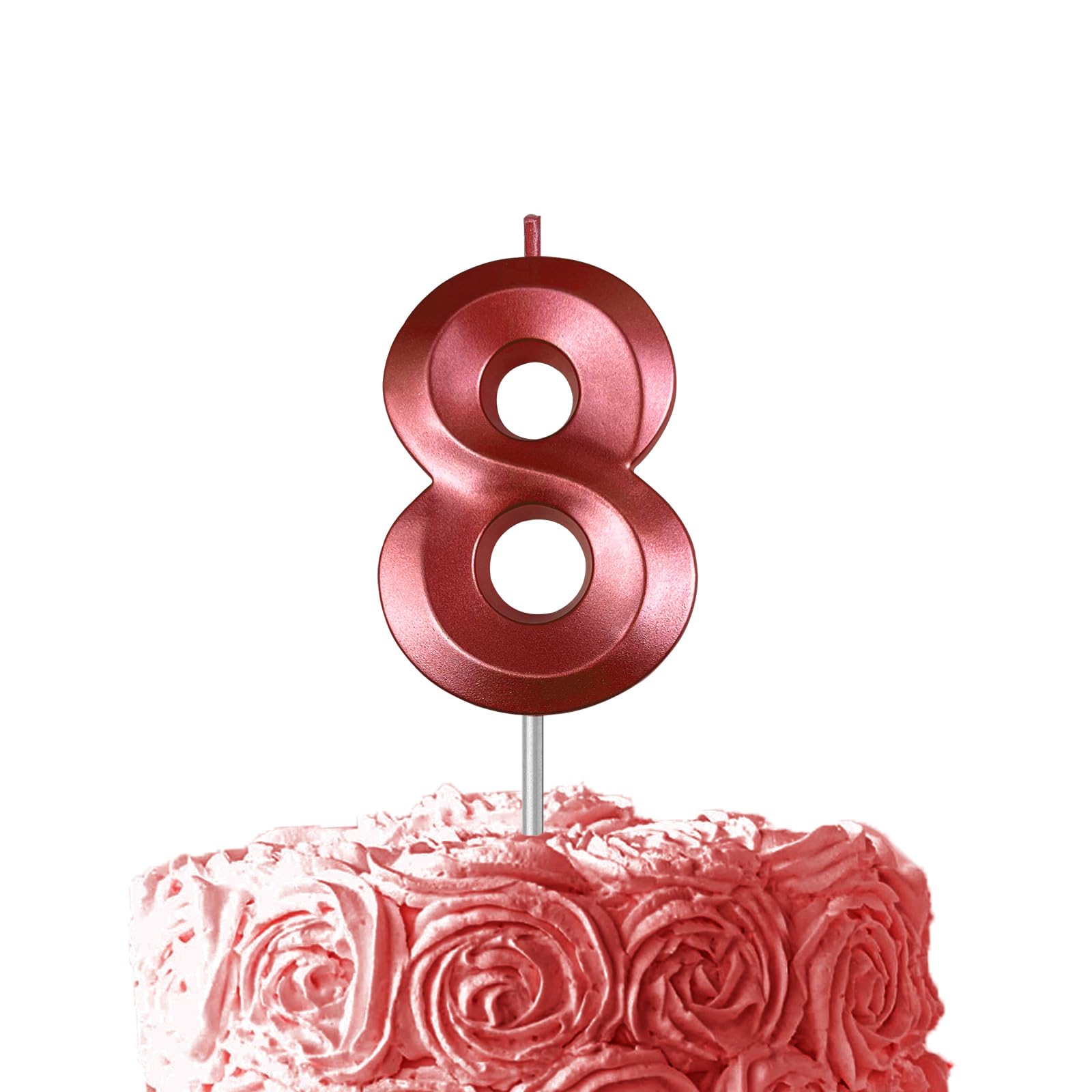 Red Birthday Number 8 Candles for Wedding Party Cake Decorations