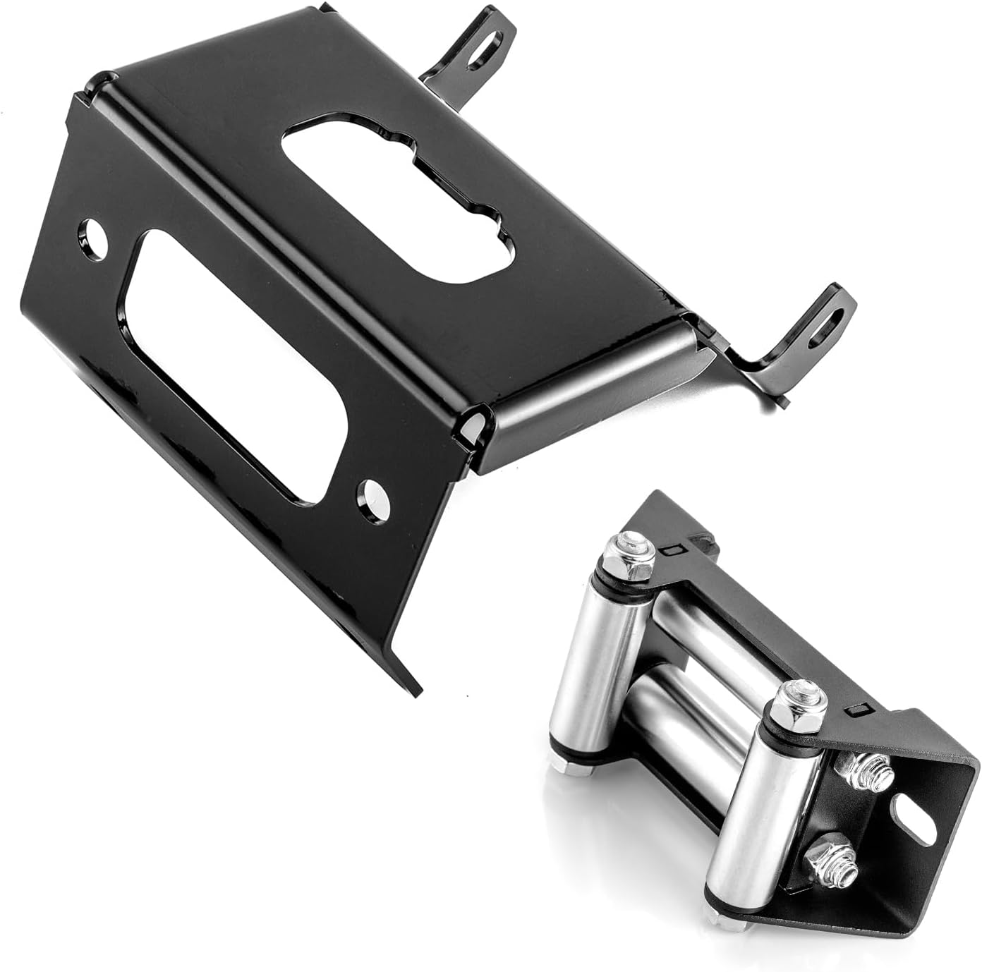 WeiSen Winch Mount Plate Bracket with 4 7/8" (124 MM) 4-Way Winch Roller Fairlead Compatible with Honda Rancher Foreman Rubicon TRX420 500 520 2014-2023