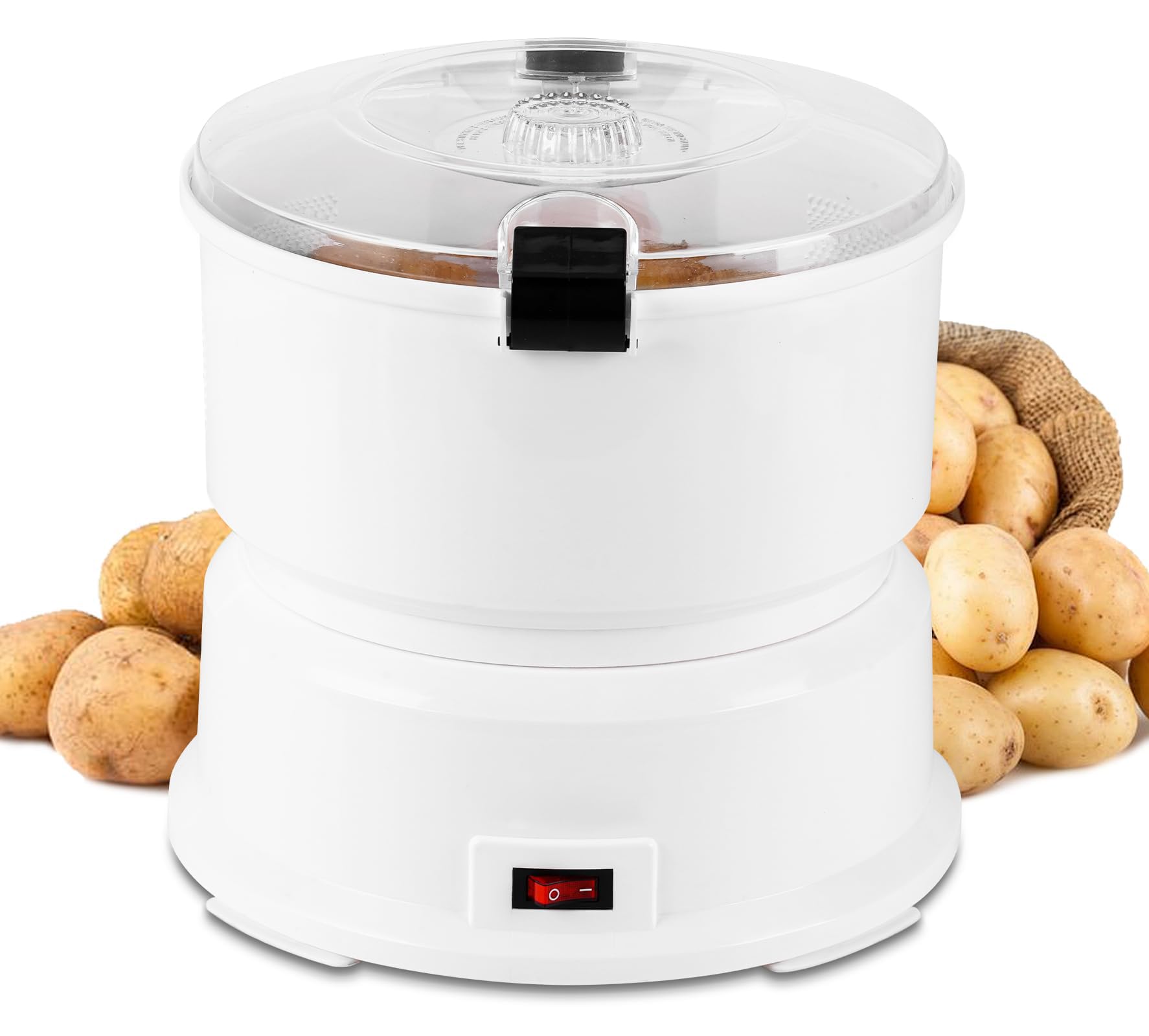 PEIKVOUL 85W Electric Potato Peeler Machine with Container – 1KG Automatic Rumbler for Peeling Potatoes and Spin Drying Vegetables