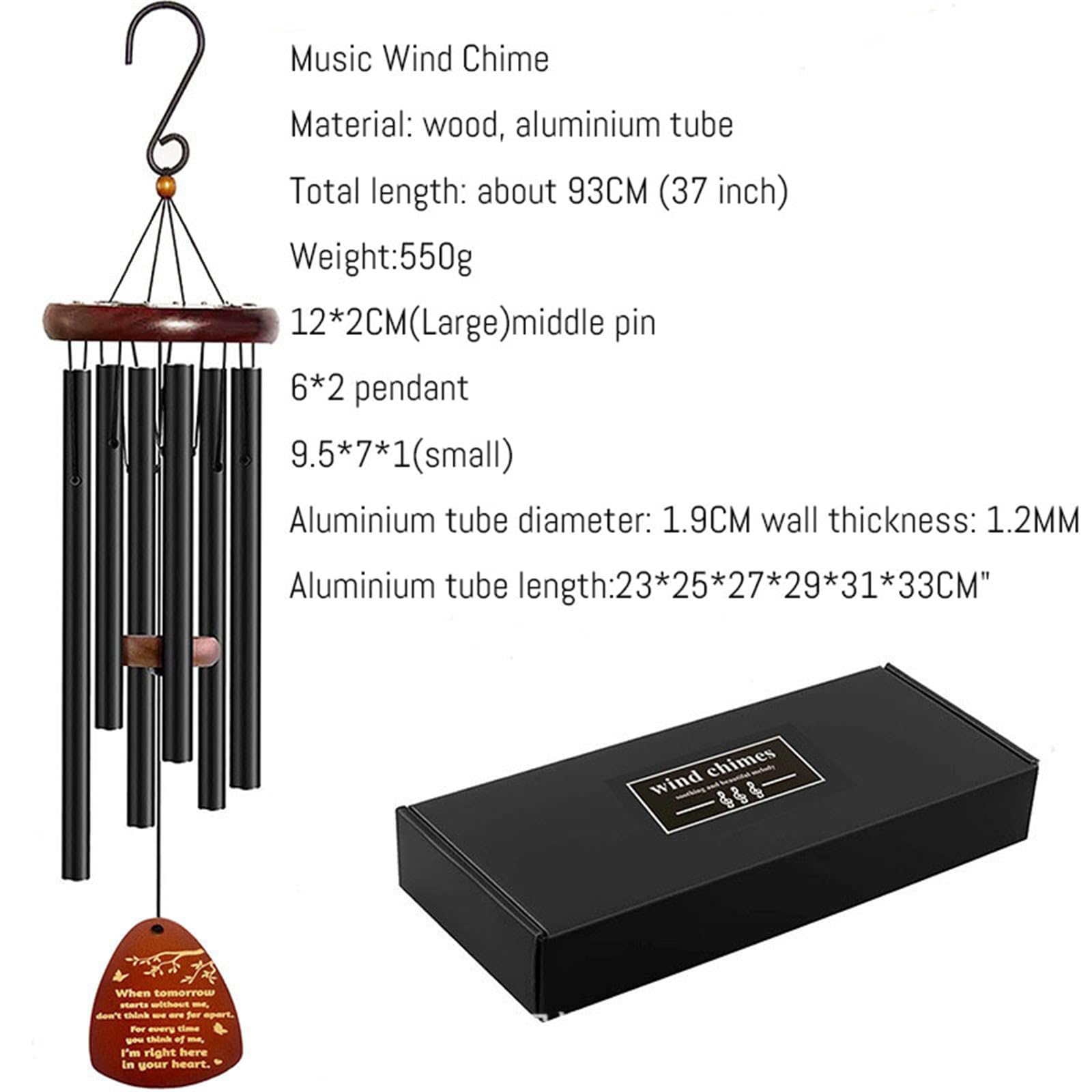 Campane Vento Alluminio 8 Tubi Campanelli Eolici In Legno