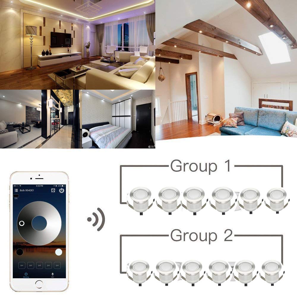 20er RGB WIFI LED Recessed Floor Lamps Patio Lights Works with Alexa, Google Home, DC12V 45mm IP67 Waterproof LED downlights terrace full kit