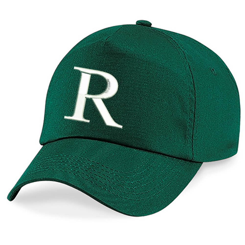 4sold Children School Embroidered Cap Kids Hat Alphabet A-Z Bottle Green