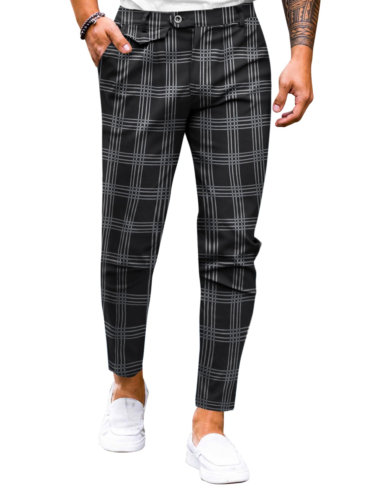 Mens Chinos Slim Fit Pants Stretch Tapered Dress Pant Casual Trousers