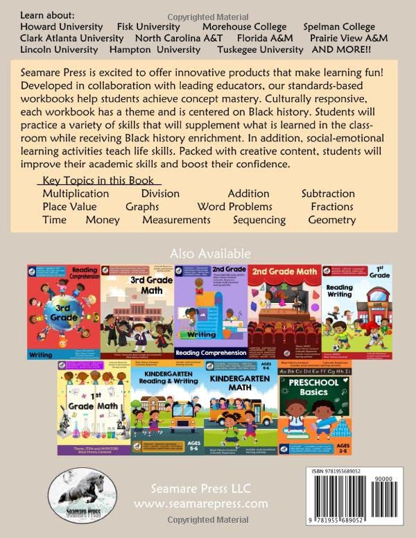3rd Grade Math: Third Grade Workbook-Ages 7-9, Multiplication, Division, Word Problems, Graphs, Addition, Subtraction, Fractions, Time, Money AND MORE! (Learning with a Black History Twist Vol1) - Image 2