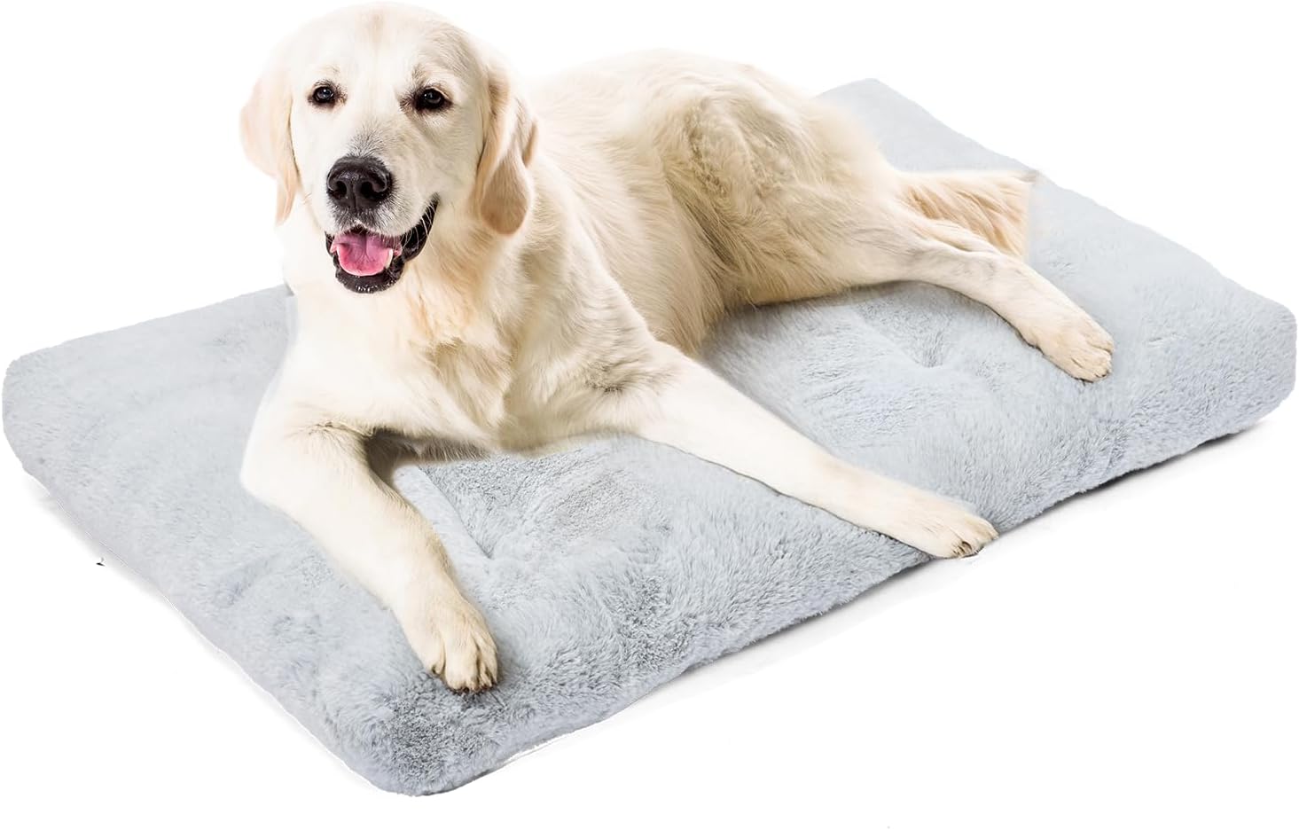 Amazon Basics Large Dog Bed for Crate, Washable Large Dog Mat for Pet Kennel, Anti-Slip, 42x28x4 Inches L-42"×28"×4" Light Gray