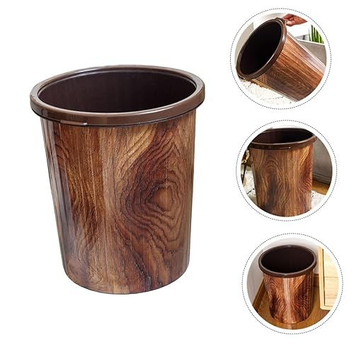 Miniatura 7 de BUGUUYO Cubo de basura de grano de madera de imitación Cubo de basura Cubo de basura Contenedores de basura Redondo Cubo de basura Cubo de reciclaje