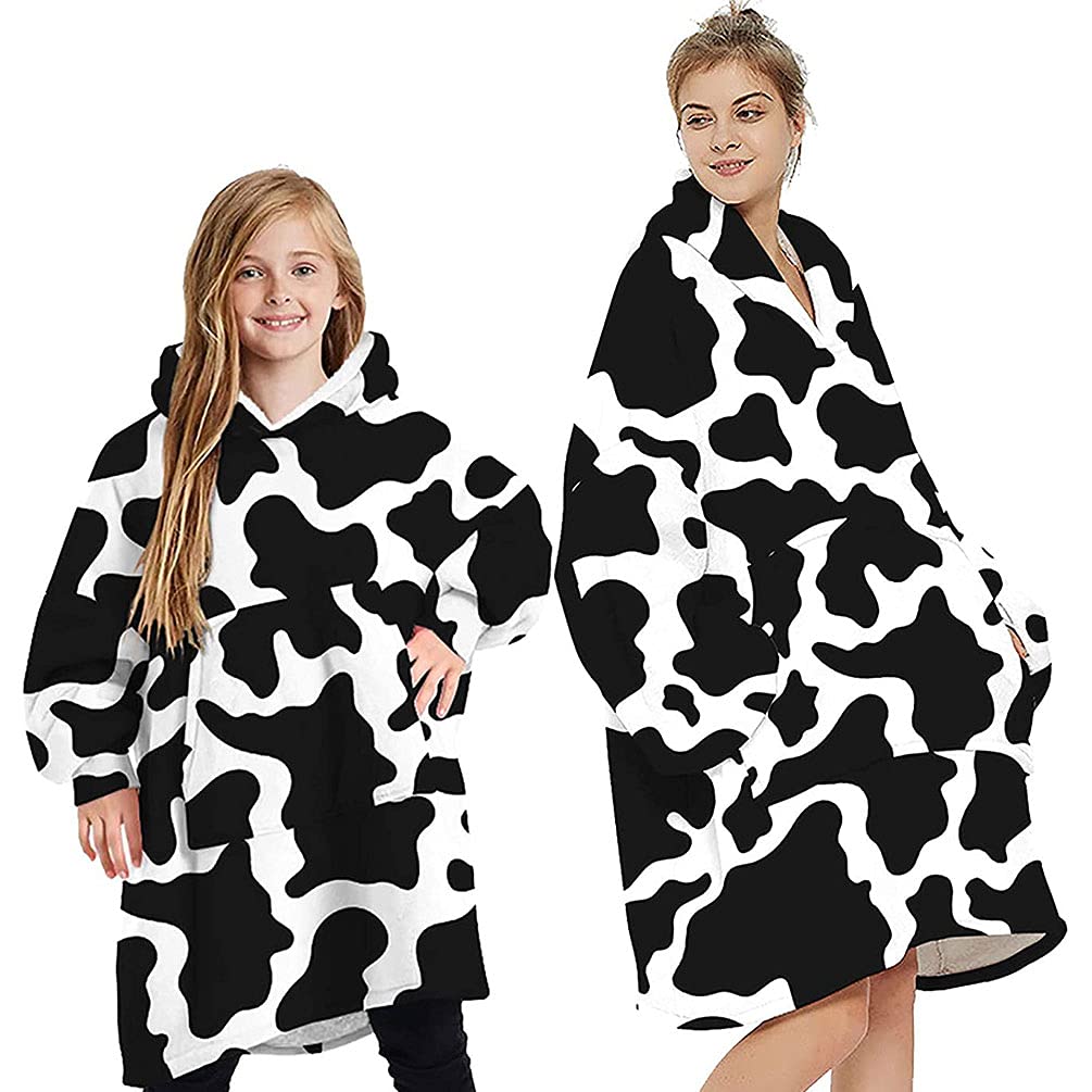 Youlike Women's Cows Oversized Blanket Hoodie For Girls - Sherpa Fluffy Fleece Wearable Hooded With Big Pocket(Cows)