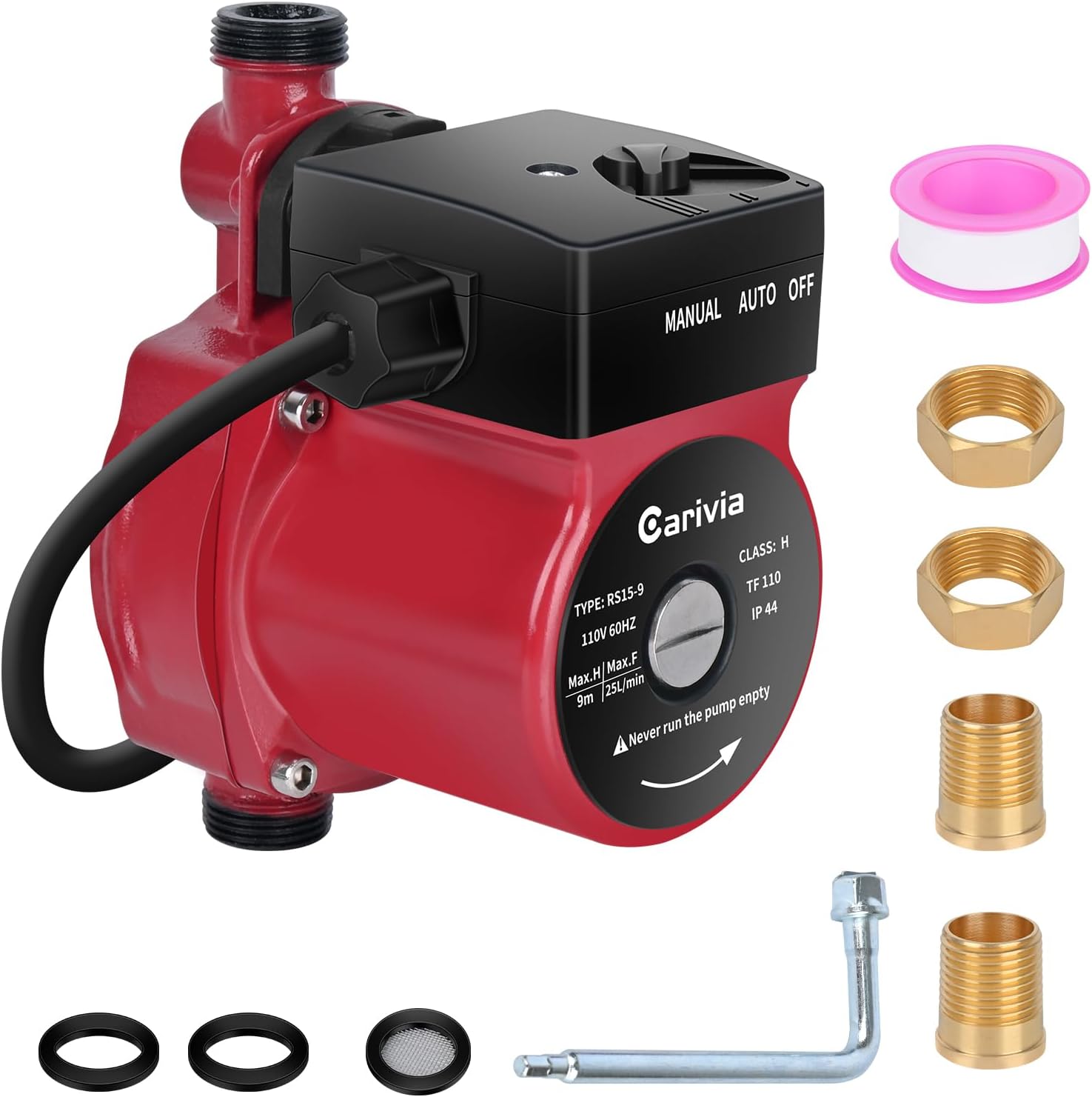 Hot Water Recirculating Pump, 120W 110V Water Circulator Pump, Automatic Circulation Pump NPT 3/4" w/NPT 1/2" Brass Adapter for Domestic Hot Water Recirculating System
