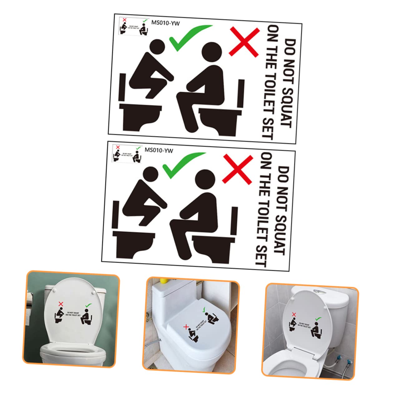 SWOOMEY 2 Sheets Warning Slogan Warning Sign Bathroom Wall Stickers Do Not Squat on The Toilet Stickers Funny Stickers for Bathroom Gas Lantern Camping PVC Seat Toilet Lid