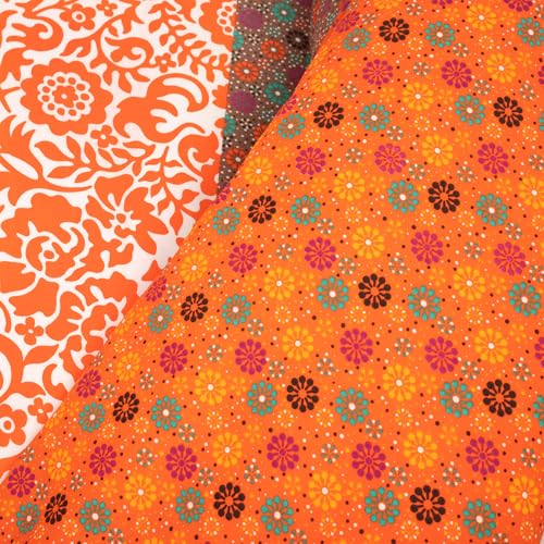 Image of Lush Decor Royal Empire Reversible Cotton Duvet Cover Set, 3 Piece Set King, Tangerine - Striped Bedding Set - King Duvet Set - Boho Decor - Orange Bedding