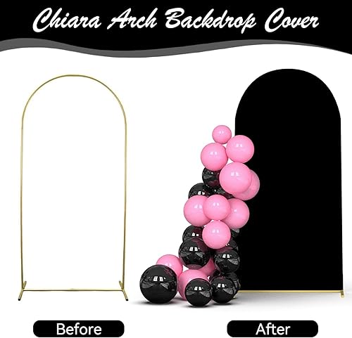Miniatura 4 de Cubierta de telón de fondo de arco  6.6 pies de elastano ajustable Chiara arqueado soporte cubre 2 lados redondo superior para globo, fiesta de