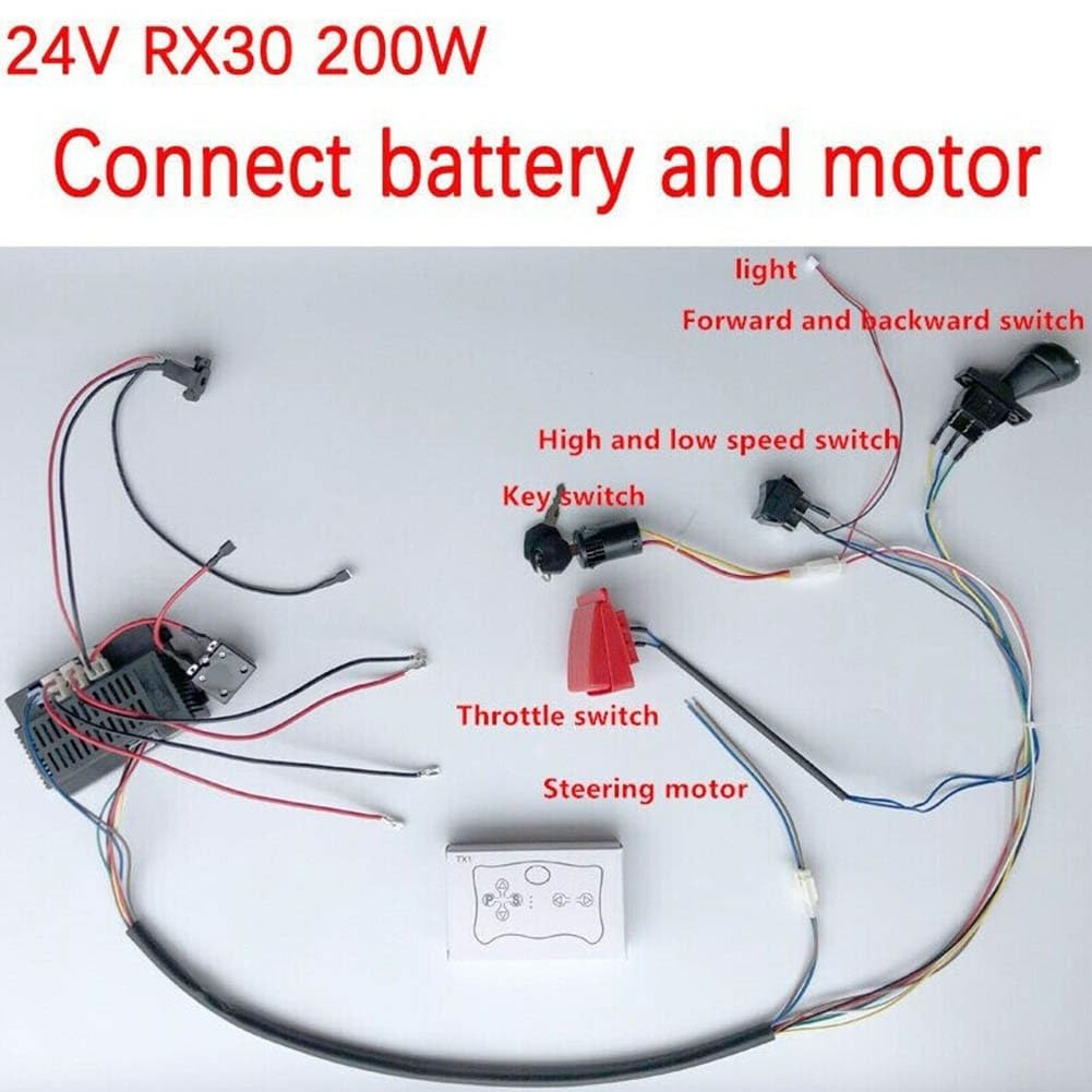 RX19 Kit de câbles et d'interrupteurs pour voiture électrique 12V 4WD pour enfants pour le tout-terrain (pour RX30 24V A)