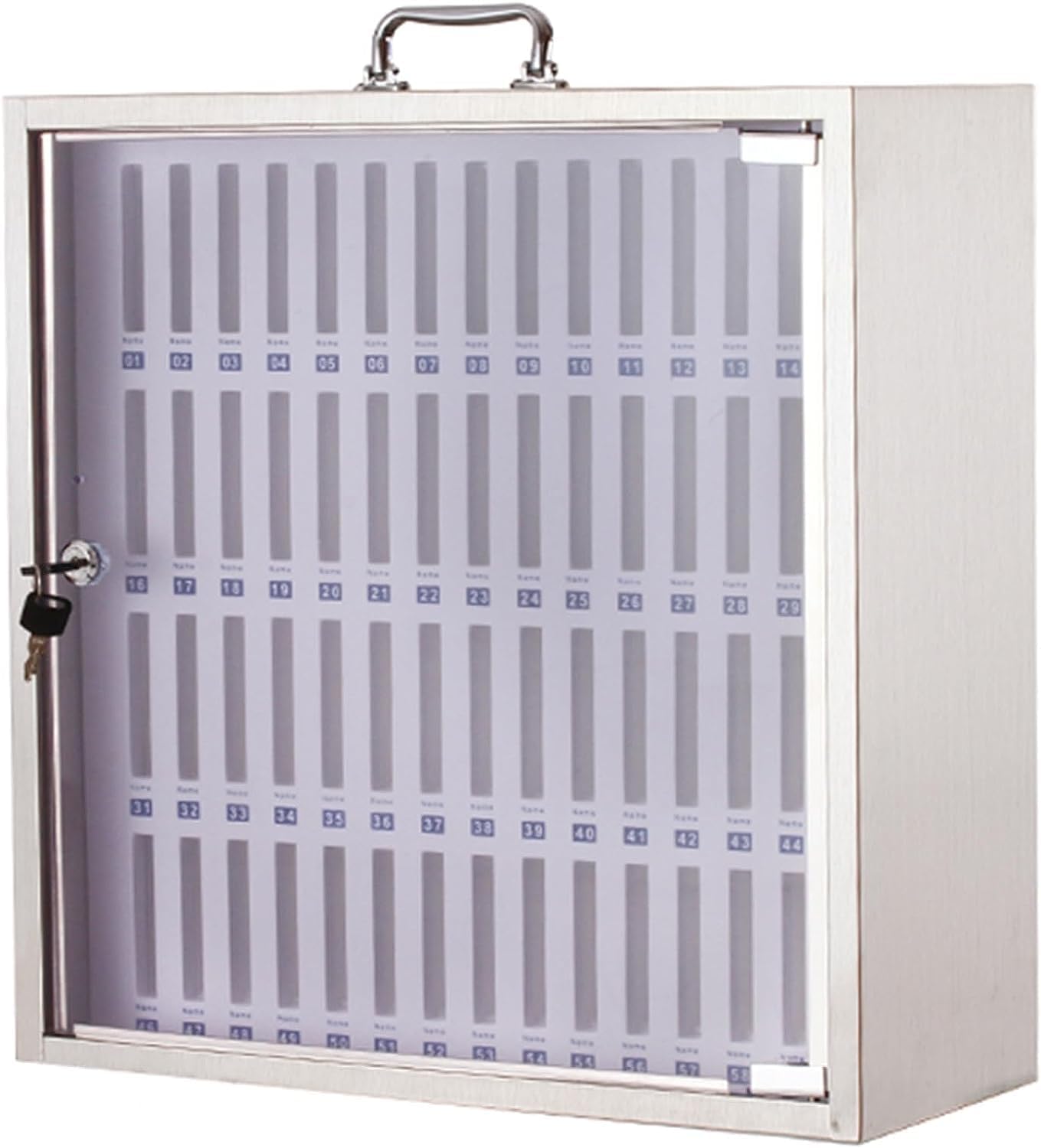 Locked Stainless Steel Storage Cabinet for Cell Phones - Secure Cell Phone Storage Box with Handle & Pocket Chart, Ideal for Offices and Schools (24 Slots)