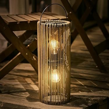 AMAZON - GIBMIDSER Solar Lanterns Outdoor Waterproof Hanging Rattan Weaving Solar Garden Lanterns Solar Powered with Handle,Decorative Retro Rattan Solar Lights for Garden / Yard / Patio / Porch.