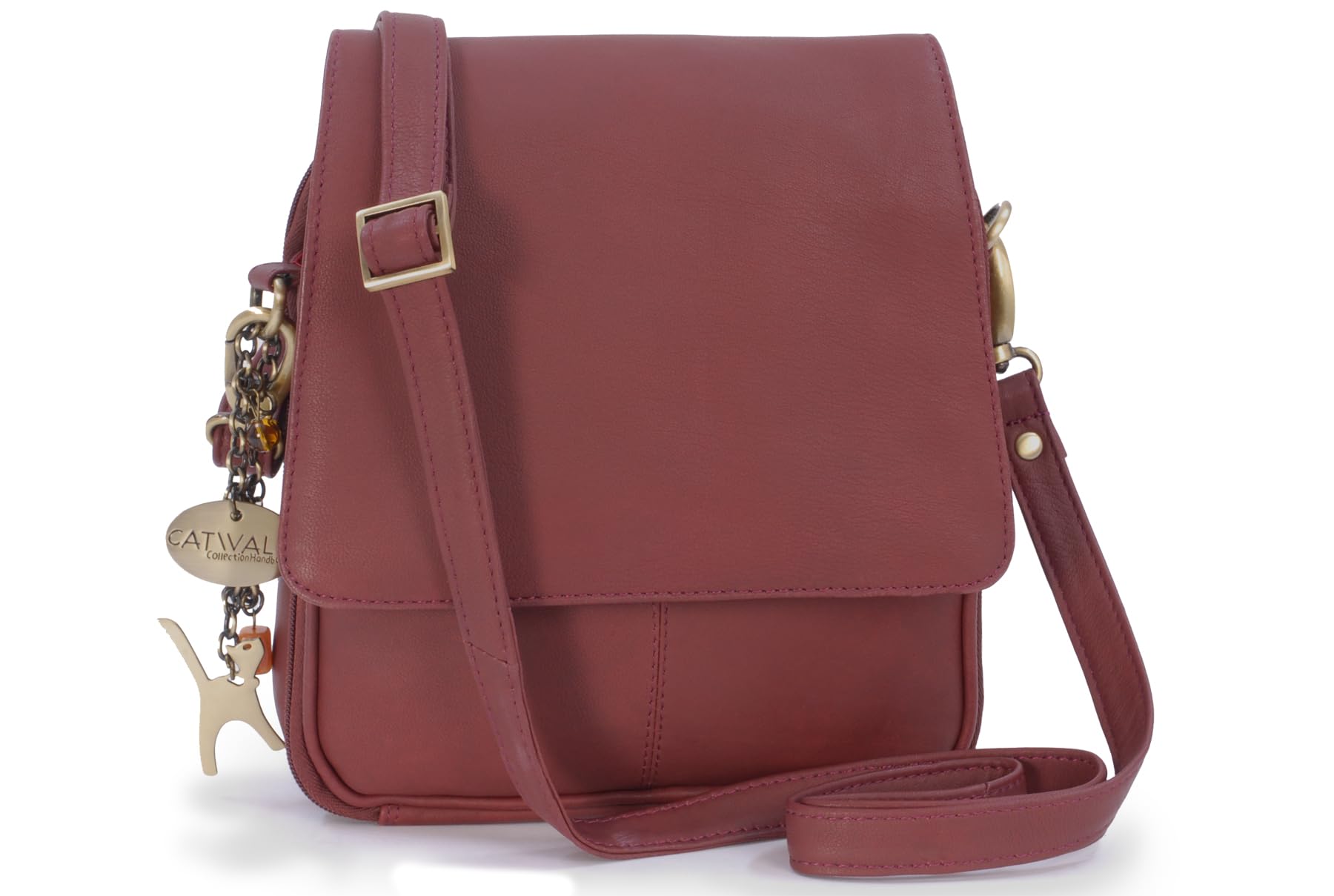 Catwalk Collection Handbags - Damen Leder Umhängetasche - Crossbody Bag/Handtasche Mittelgroß - Verstellbarer Abnehmbarer Gurt - Metro