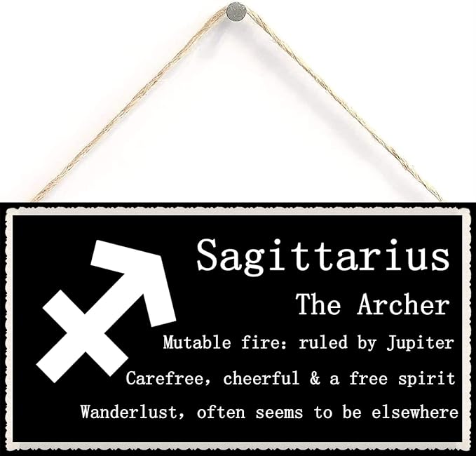 Decorative Wood Sign Home Decor,Wall Art Sagittarius The Archer - Beautiful Spiritual Gift Astrology Sign of The Zodiac Plaque 6 inch by 12 inch Hanging Sign