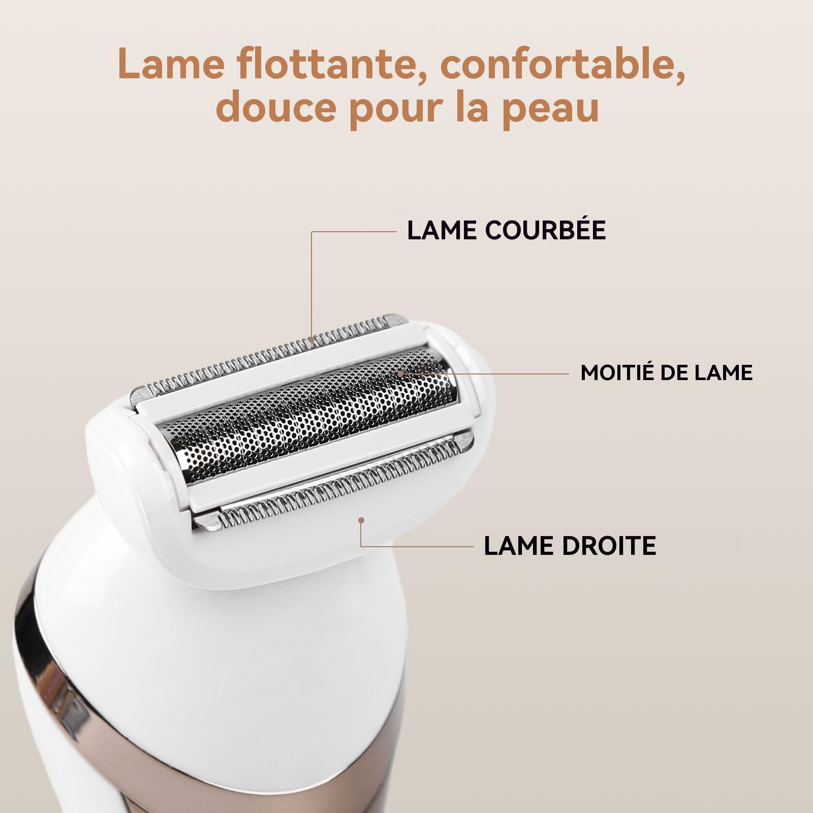 Épilateur électrique 2 en 1 pour le visage, le menton, les bras, les jambes, les aisselles, le bikini, le rasage et l'épilation, tête large pour une épilation rapide, rasoir pour femme humide et sec