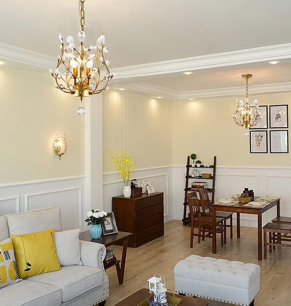 Generico LAUMZX Lampadario di cristallo americano lusso a 3 luci K9, lampada a sospensione a soffitto con sfera trasparente a goccia pioggia, apparecchio a a LED for sala da pranzo, soggiorno, foyer