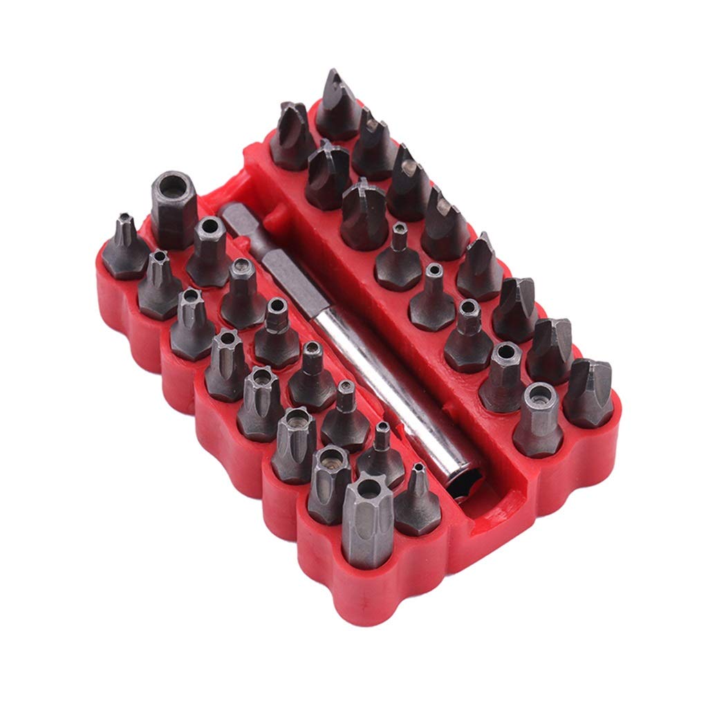 33 PCS Sécurité Bit Ensemble avec support de bits d'extension magnétique Tampe Star Tournevis Tournevis Définir un support de bit de dégagement rapide