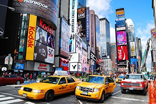 Wowdecor Paint by Numbers Kits, Diy Oil Painting - New York Poster Car Street Scenery 16x20 inch (Car, Frameless)