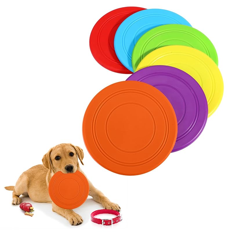 Discos Voadores para Cães em Borracha TPR Macia, 18 Unidades, 6 Cores xozeooeu