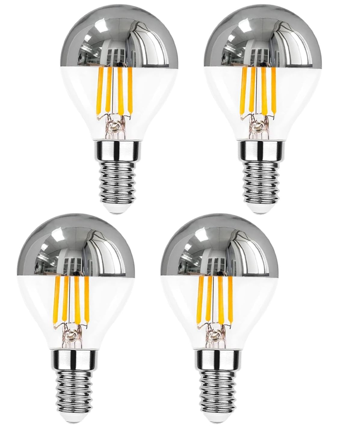 LDCHIUEN G45 G14 4W Dimmable E12 LED Edison Half Chrome Light Bulb