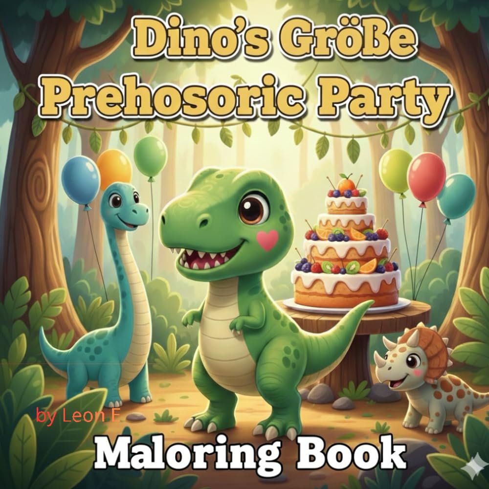 Dinos große Urzeit-Party: Ein süßes Dinosaurier-Malbuch für Kinder von 3–8 Jahren mit einfachen Seiten und positiven Botschaften