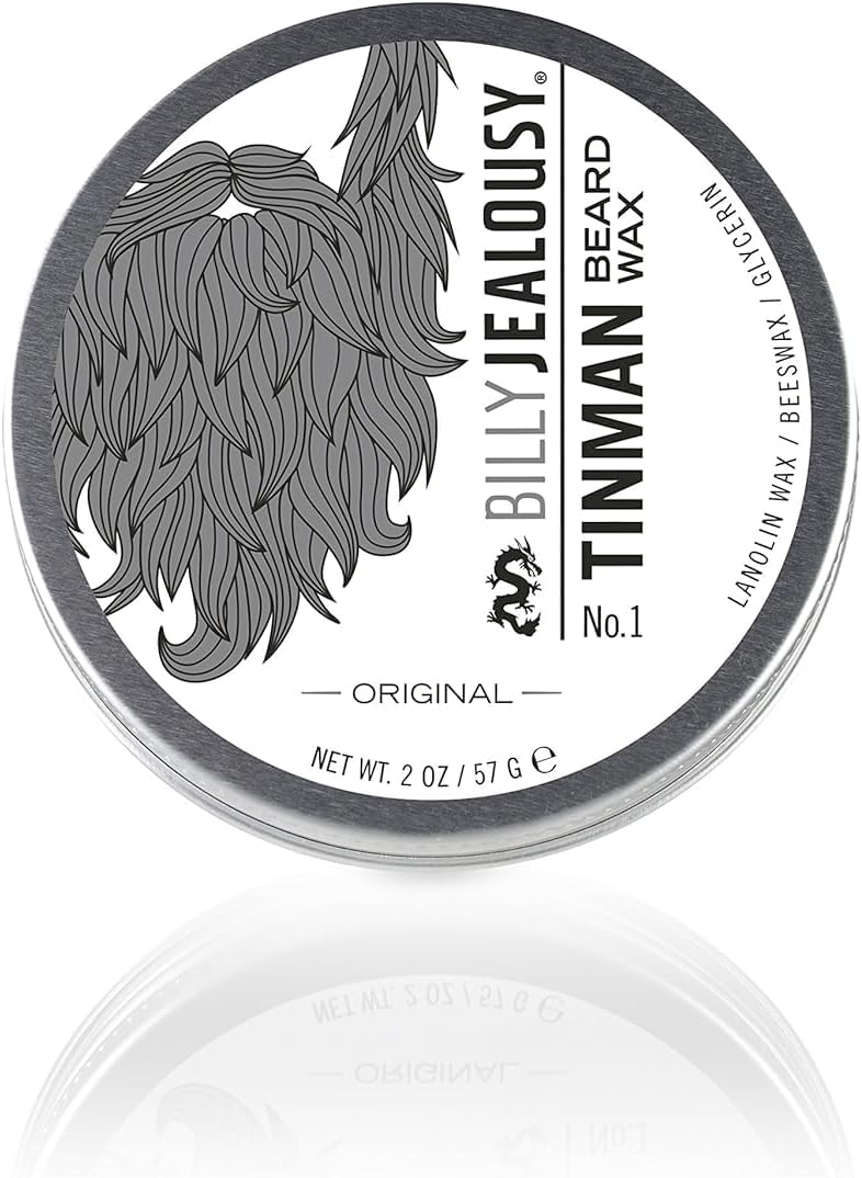Billy Jealousy Tinman Beard Wax with Light Hold & Matte Finish, Nourishing Beard Care Product Formulated with Natural Beeswax & Glycerin for Soft, Tamed Facial Hair, 2 Oz