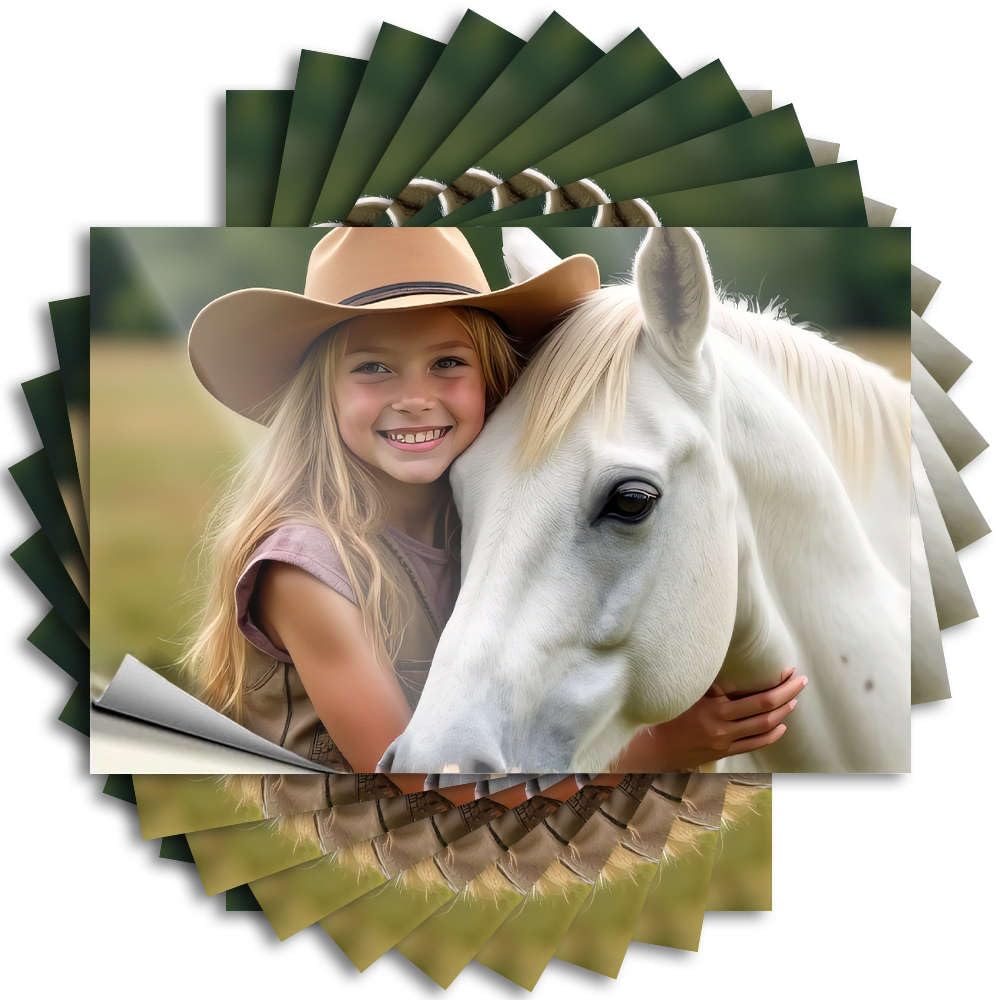 Tall, Tattoos Wall A Girl in A Cowboy Hat Hugs Her White Horse. | Checkered Tiki Decorations(6X9CM)