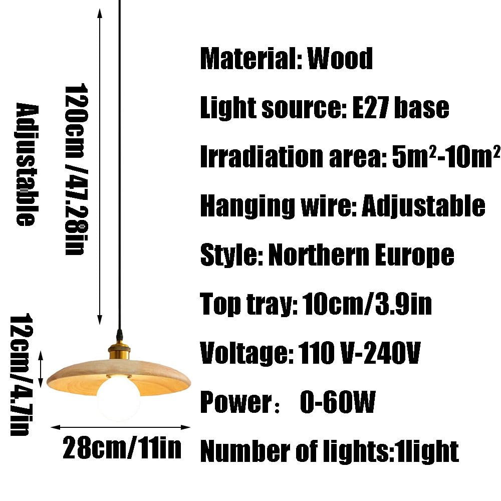 Japanese-Style Wooden Chandelier, Creative Hat-Shaped Hanging Lamp Shade, E27 Base Single-Head Pendant Light, Balcony Or Porch Decorative Ceiling Lighting Fixtures