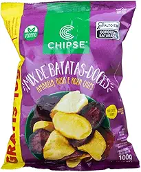 Batata Doce Mix Chips Amarela Rosada e Roxa Chipse 100g Vegano