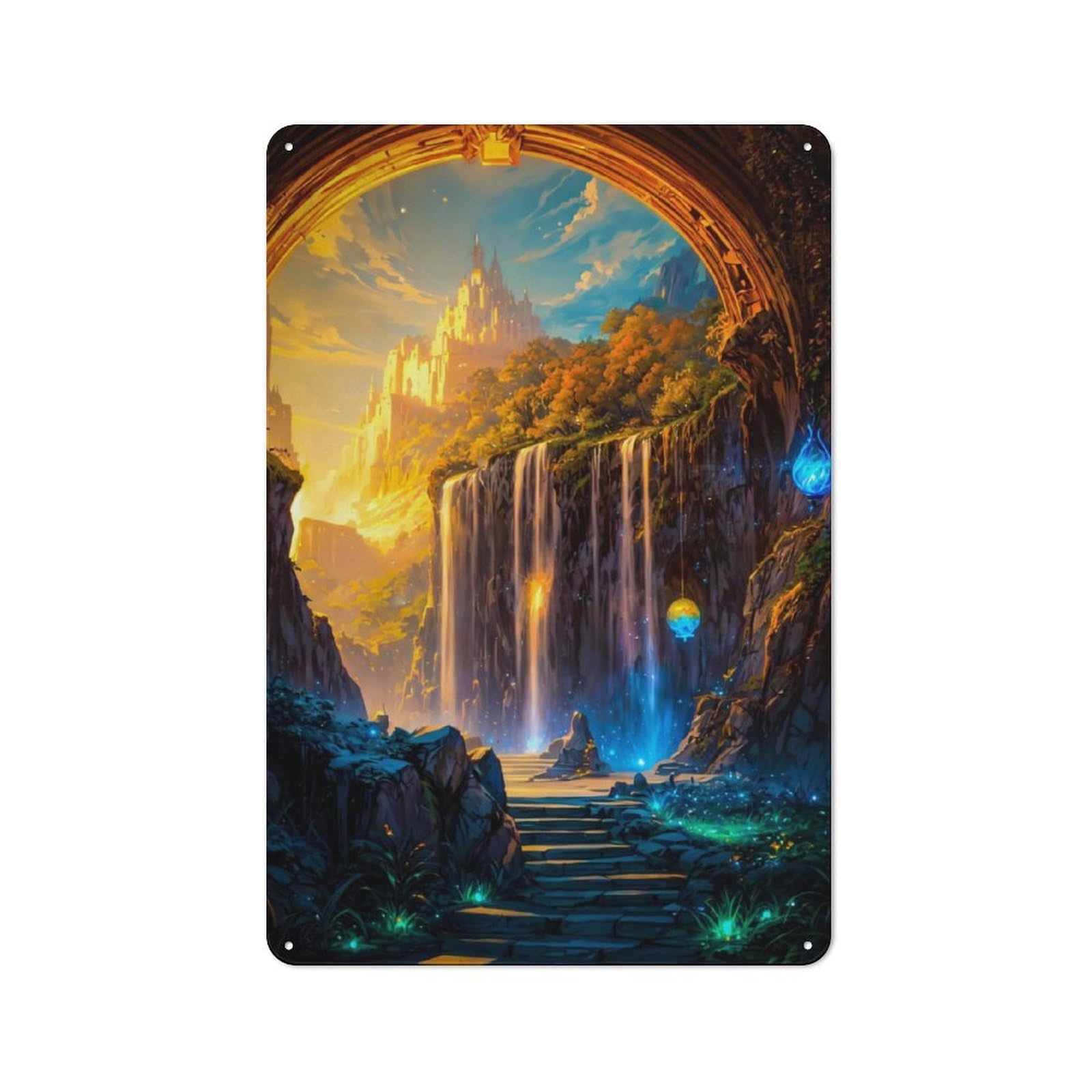 Junmoney Fantasy Cave Nature Sky Vintage Tin Sign 30X20cm With For Guest Room Or Hallway, Suited To Wall Displays In Guest Rooms And Hallways
