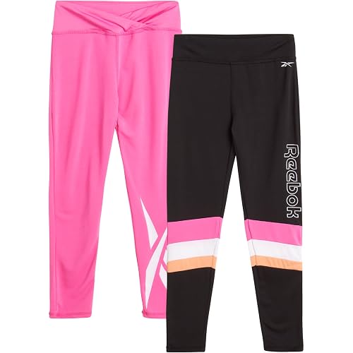 Reebok Girls' Leggings - 2 Pack Active Performance Sports Tights (Size: 7-16)