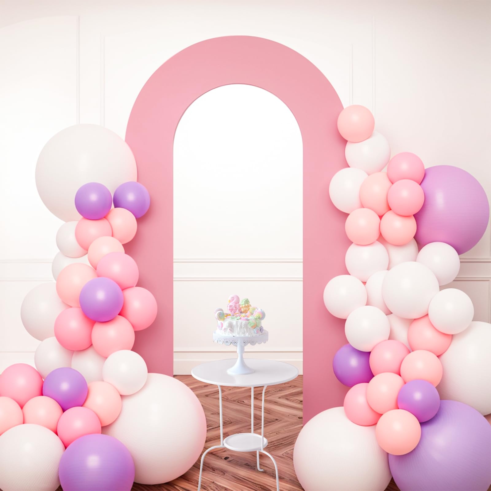 Babenest 7.2Ft Spandex Open Arch Backdrop, Fitted Double-Sided U-Shaped Wedding Arch Cover, Round Top Chiara Stand for Ceremony Baby Shower Birthday