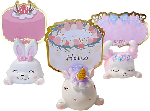 Miniatura 6 de HUSSATOP Soporte para tarjetas de resina de unicornio Kawaii para fotos, soporte para números de lugar, notas de imagen, soporte para carpetas de